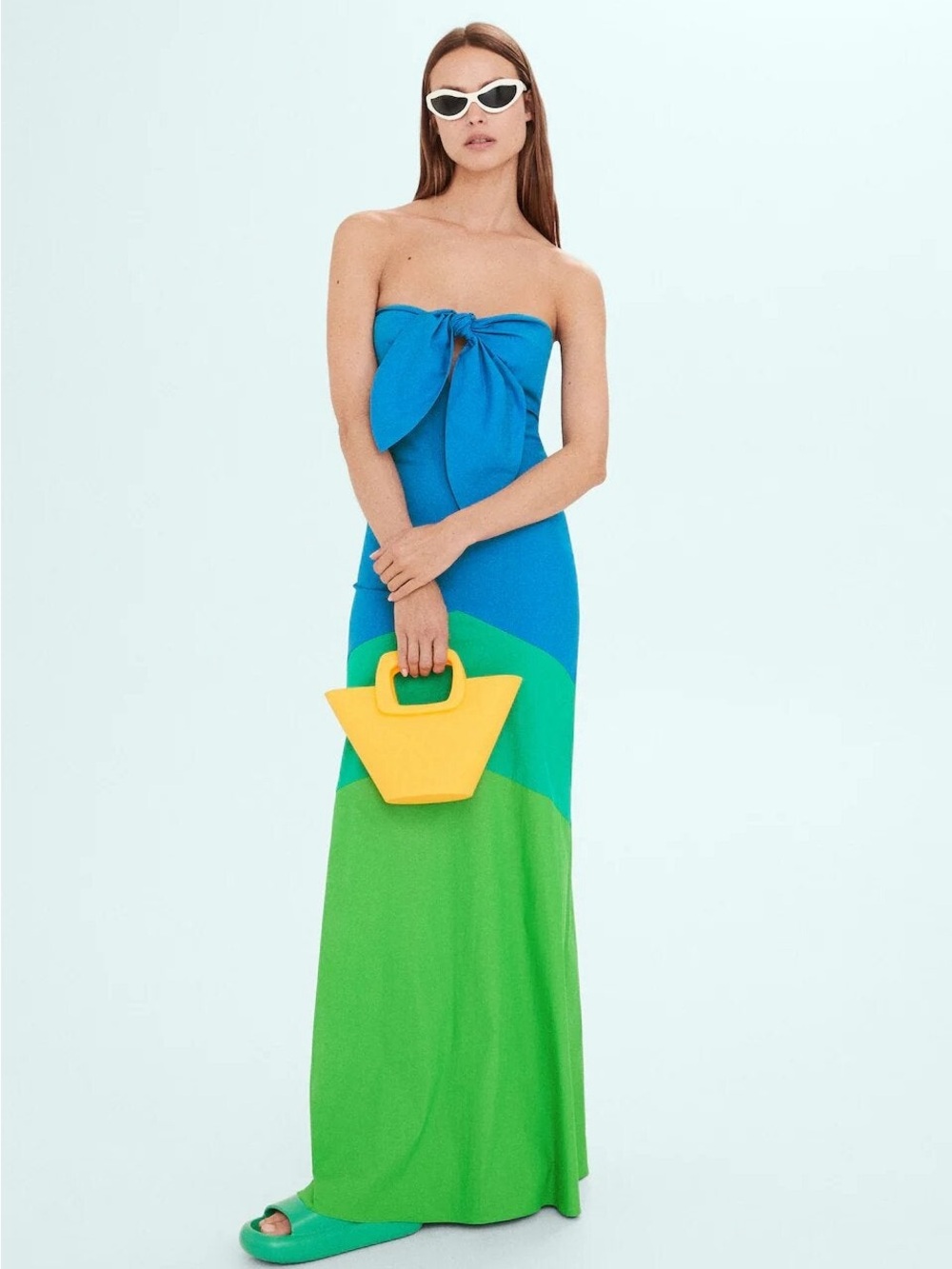 NWOT Mango x Simon Miller Strapless Maxi Dress in Blue and Green Size 4